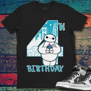 Disney Big Hero 6 Baymax 4th Birthday Cupcake Portrait T-Shirt Unisex Gift
